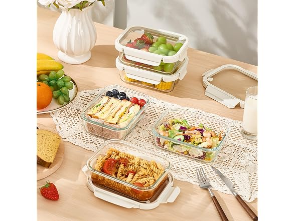 Vtopmart 5 Pack Glass Containers W/ Glass Lids