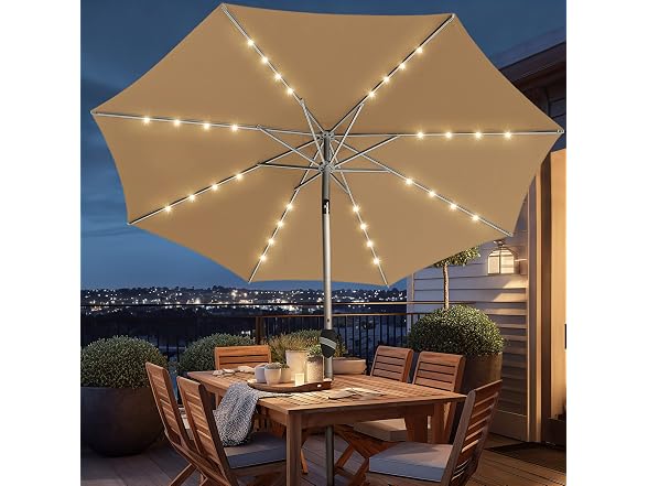 BLUU 9 Ft Patio Umbrella with Solar LED