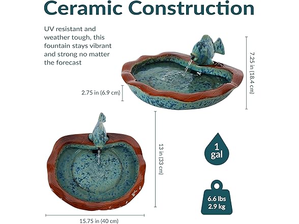 Sunnydaze Decor SSS-306 Glazed Ceramic Fish Water Foun