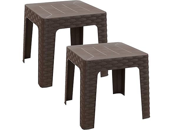 Sunnydaze Decor RBW-051-2PK 2 Brown Side Tables Brown