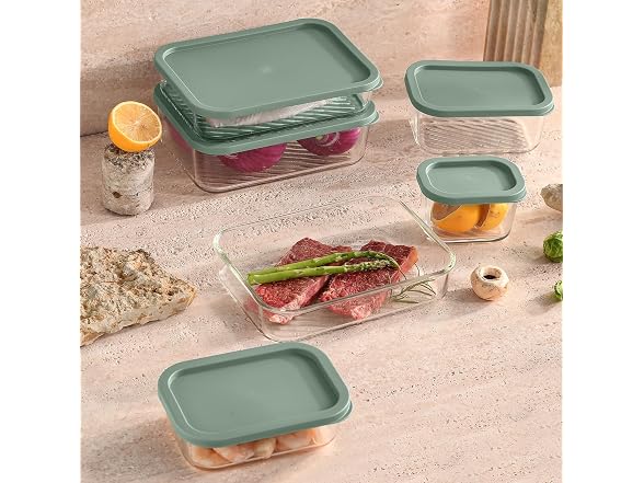 EATEX Grooved Base Glass Meal Prep Containers