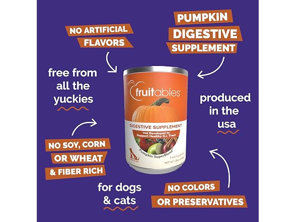 Fruitables Pumpkin Pet Digestive Supplement, 15 oz.