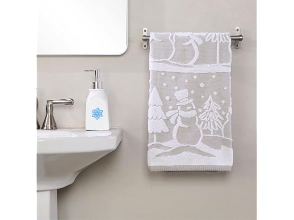 SKL Home Christmas/Winter Scenic Snowmen 100% Cotton Grey