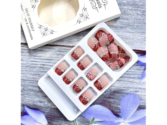 CJDLTS Valentine's Red French Press-on