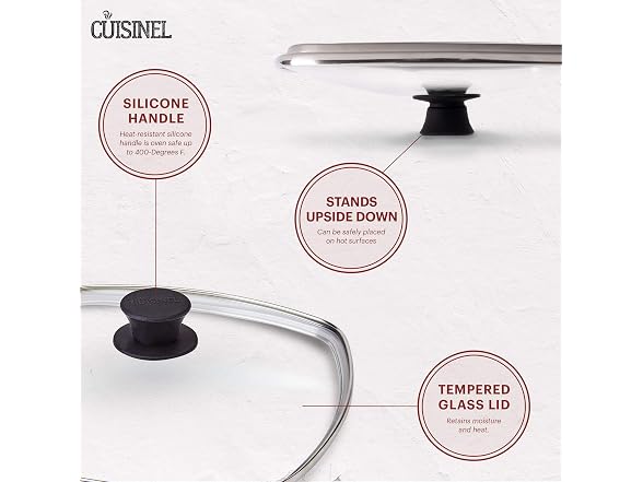 Cuisinel Square Glass Lid, Grill Pan 10.5"