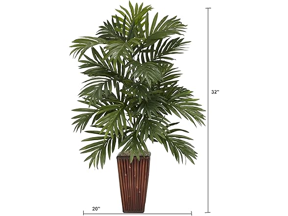 Areca Palm with Bamboo Vase Silk Plant