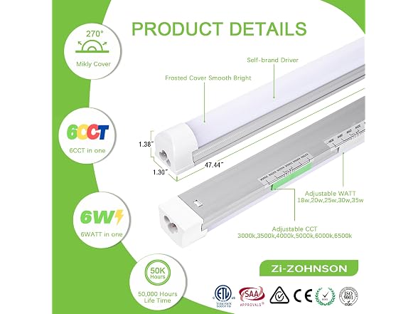6-Pack 4FT LED Shop Lights 4500LM