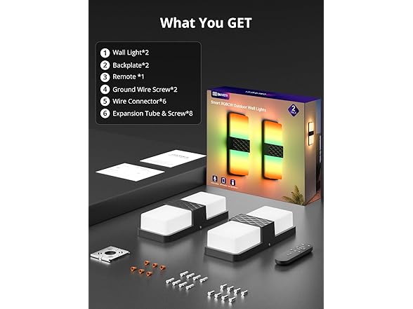 SMAVISTA Smart RGBCW Outdoor Wall Lights