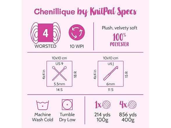 Chenillique #4 Velvet Chenille Yarn, 4-Pack
