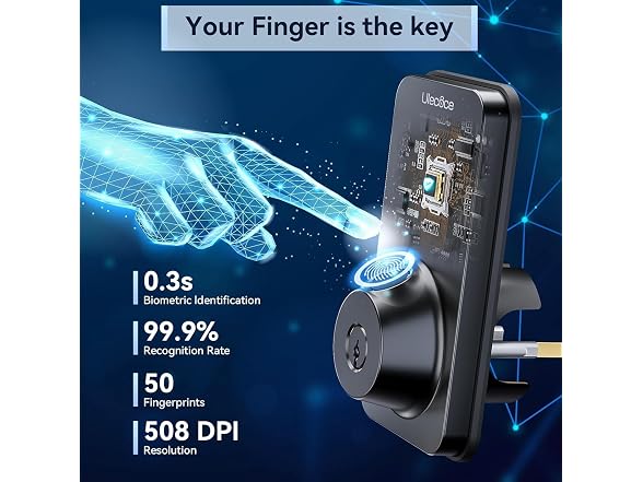 Ulecoce Keyless Entry Door Lock Black