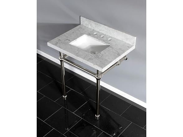 Kingston Brass Top, Carrara Marble White/Polished Nickel 30"