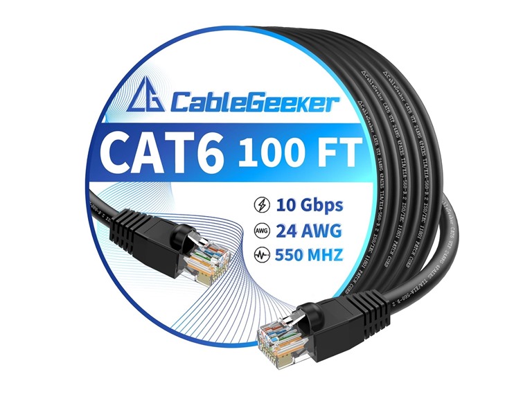 CableGeeker 50-ft Cat 6 Ethernet Cable Black