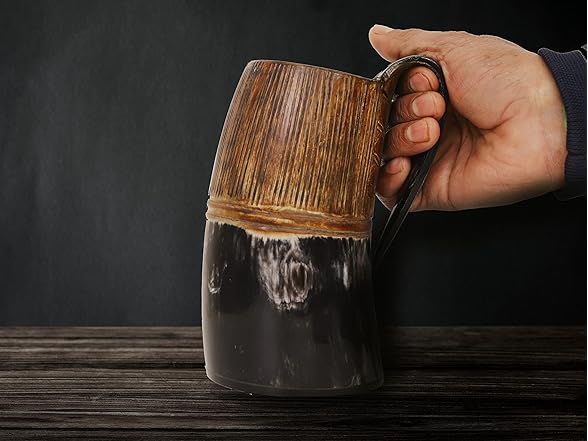 HLC Horn Mug Beer Mug for Men
