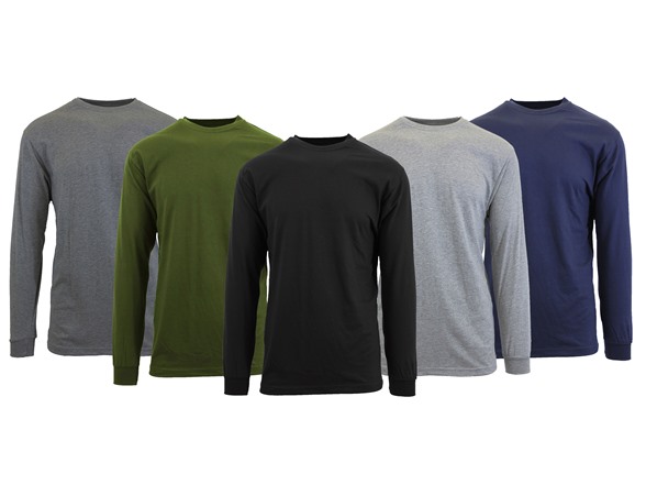(3 or 6Pk) Mens L/S Crew Neck Solid Shirt