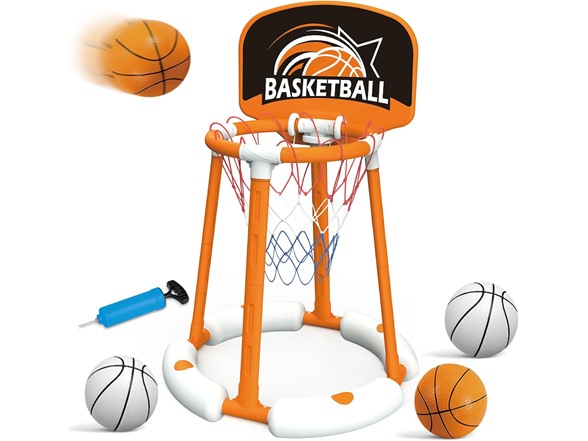 Pool Basketball Hoop w/ Backboard 4 Balls