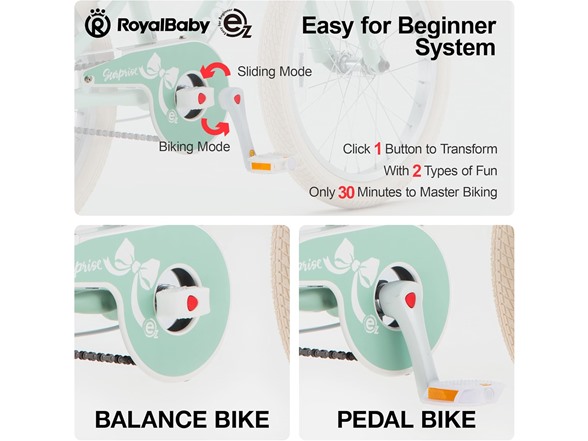 RoyalBaby EZ Kids Bike,18 Inch Convertible Balance to Pedal Bike