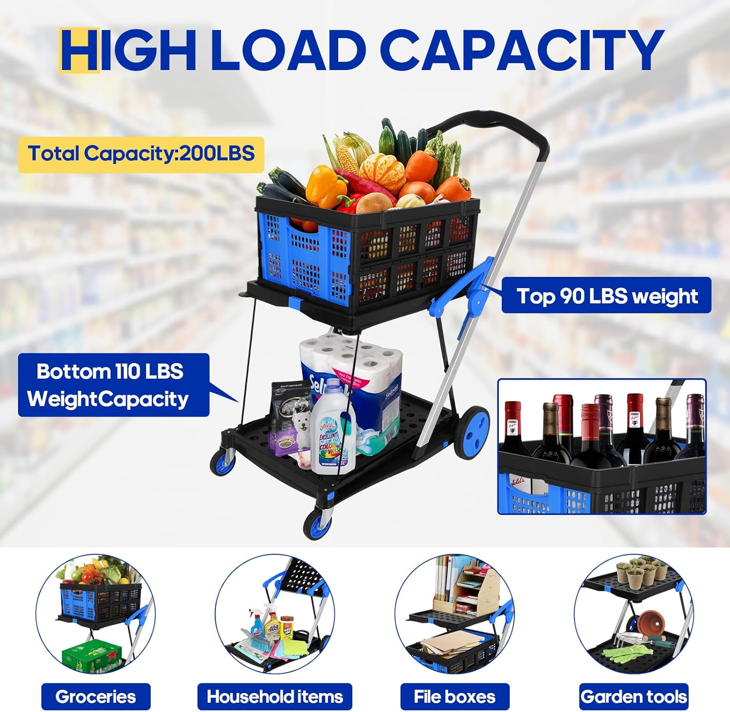 Multifunctional Folding Cart with Wheels - Gallery 4