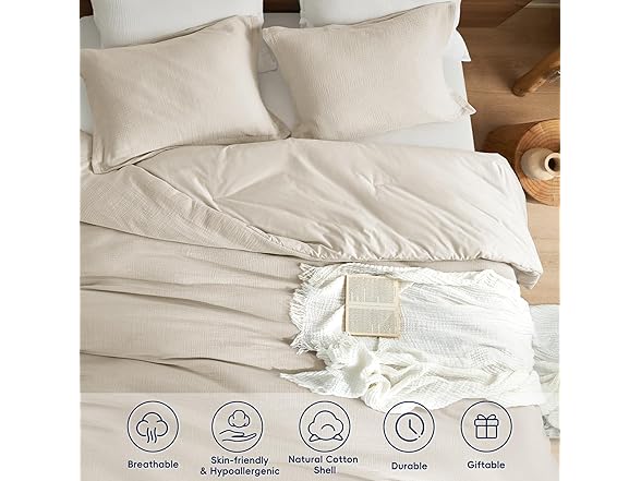 Natural Color Queen Cotton Comforter Set