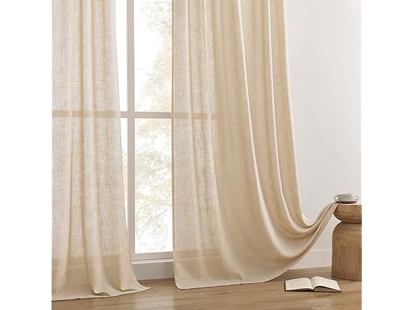 Joydeco Linen Curtains 96" Long 2 Panels