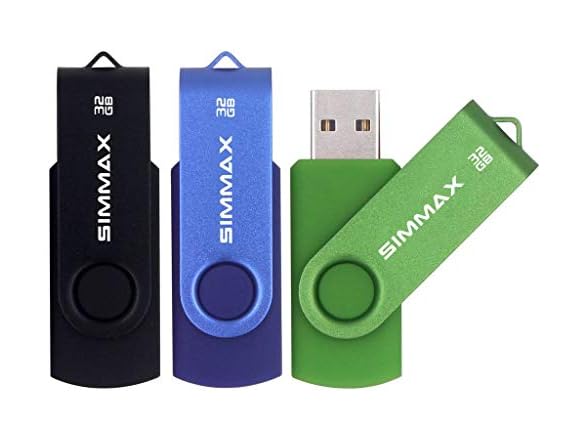 SIMMAX USB Flash Drives 3 Pack 32GB
