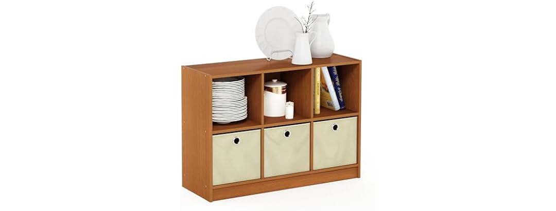 Furinno Basic 3x2 Bookcase Storage w/Bins