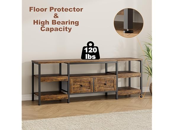 Industrial TV Stand with 2 Drawers Fits TVs up to 75in