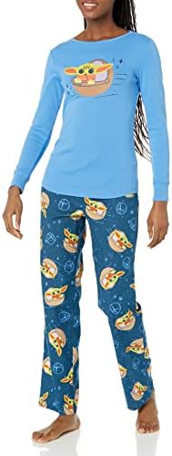 Amazon Essentials Disney | Marvel | Star Wars Women's Flannel Pajama Sleep Sets, Star Wars Grogu - Womens, X-Small