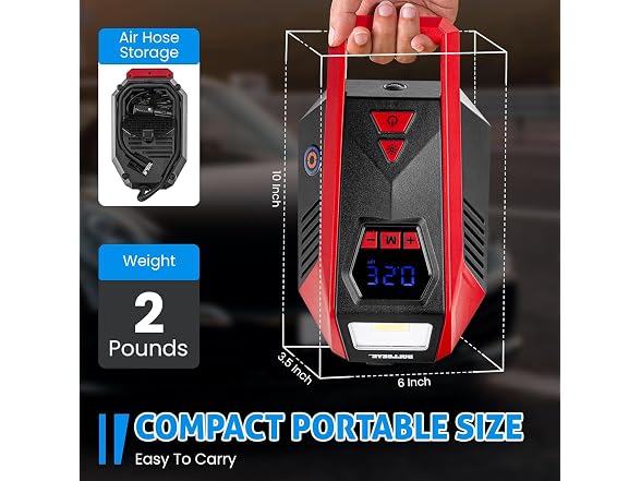 Bullseye 12V DC Car Tire Inflator Portable Air Compressor