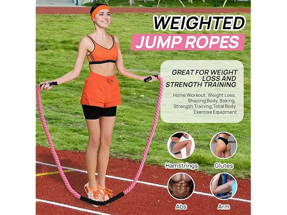 Weighted Jump Rope for Fitness (pink, 3.5 LBS)