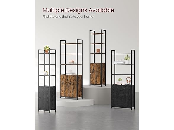 VASAGLE 6-Tier Bookshelf, Tall Bookcase with Cabinet