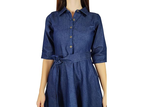 Bimba Women (10) Shirt Pockets Sleeve Casual Dress