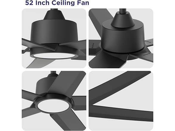 ocioc 52 inch Black Ceiling Fan
