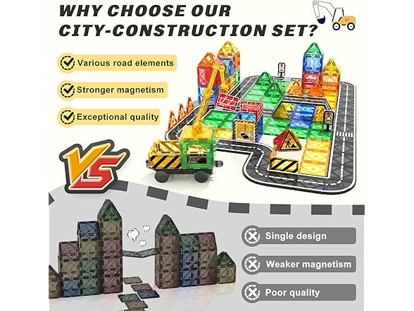 Coodoo Magnetic Tiles Road Set