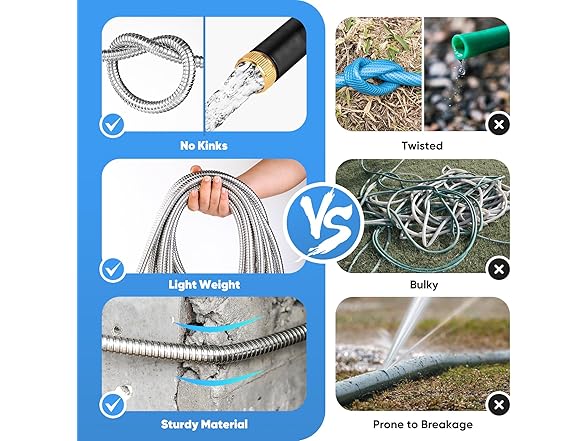 Itsonestep Stainless Steel Garden Hose - 50ft