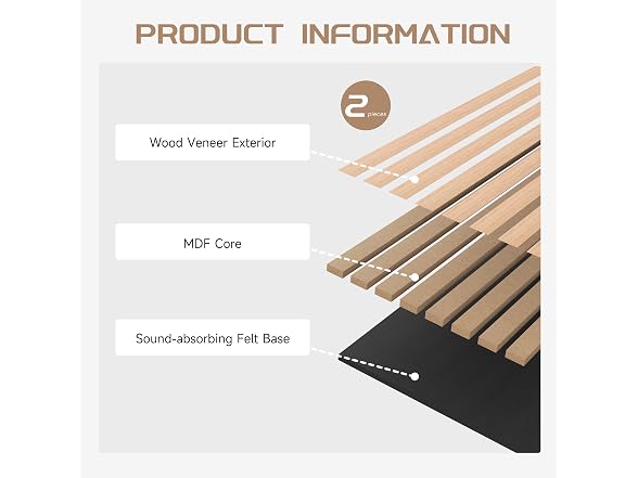POHARE Wood Slat Wall Panels 2 Pack