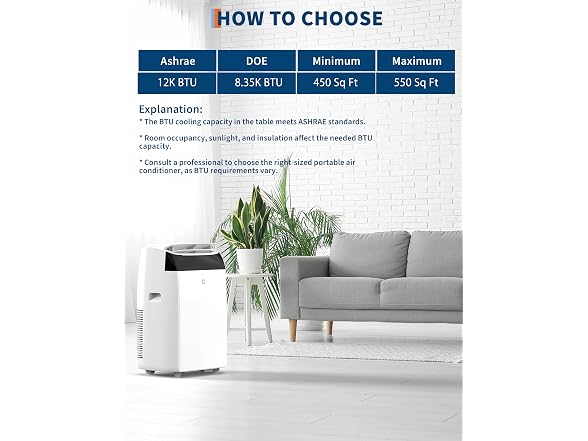 GarveeLife 12,000 BTU Portable Air Conditioner 550sqft