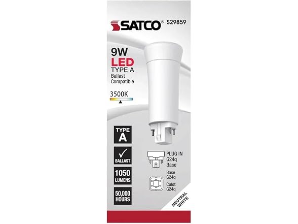 Satco S29859 9W LED PL 4-Pin Light Bulb