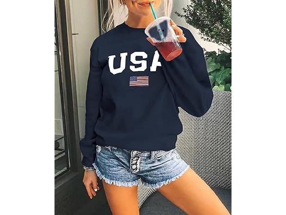 Dressmine Women (S) USA 4th July Flag Sweatshirt