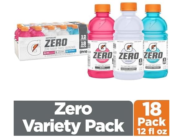 18PK Gatorade Zero Flavor Variety Pack, 12 oz
