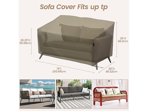 Patio Sofa Covers 79x38x35" Beige
