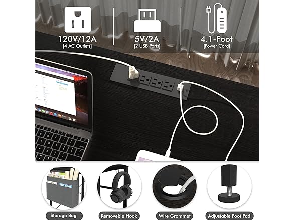 wOod-it Gaming Desk with LED Lights, 55"