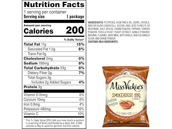 Miss Vickies Chips Smokehouse BBQ 1.375oz 64pk