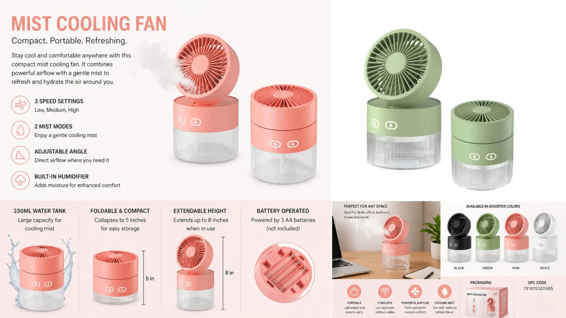 Mist Cooling Fan Compact Desktop Fan - Gallery 13