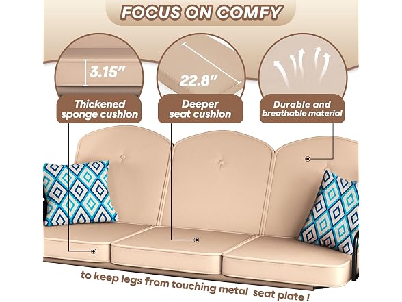 ZZW 3 Seat Outdoor Porch Patio Swing with Stand - Your Choice