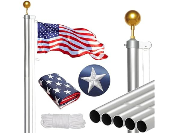 Silver with Embroidered National Flag 25FT (1.5mm)
