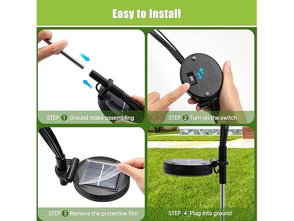 flumy 8 Pack Solar Garden Lights