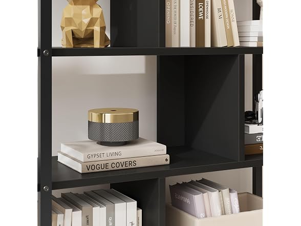 GAOMON 5-Tier Rattan Bookshelf, Black