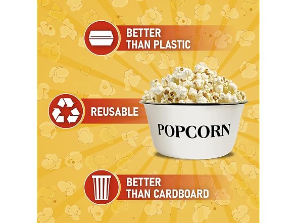 Clavoris Large Enamel Popcorn Bowl – 3.7- Quart