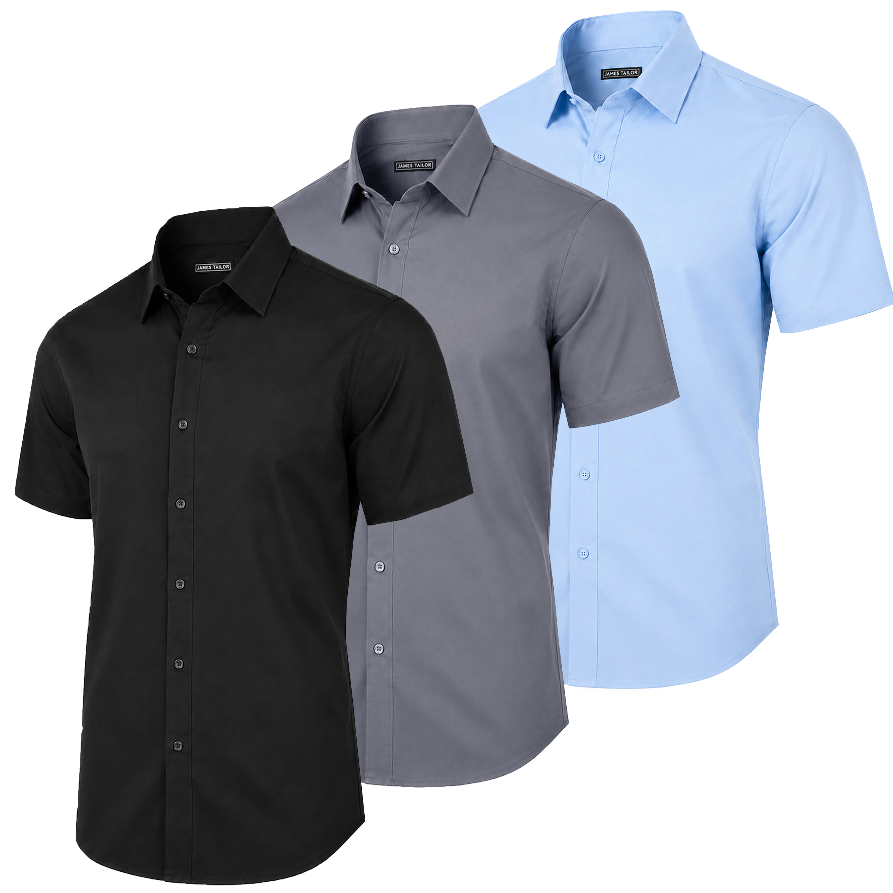 3Pk Mens S/S Stretch Dress Shirt - Gallery 19