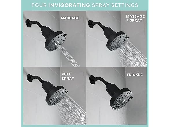 4-Setting Shower Head Matte Black